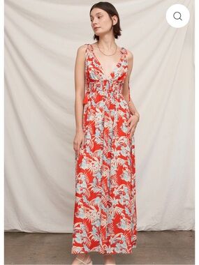 En Creme Tropic Muse Maxi Dress Tropical Print Vibrant Colors